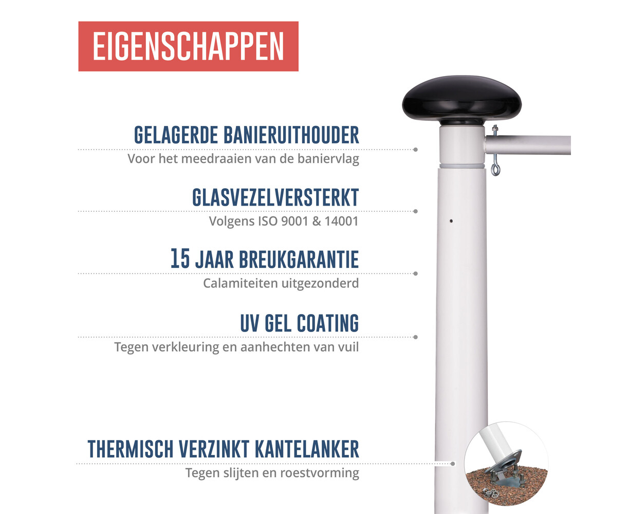 Polyester Baniermast Conisch 6-12 Meter