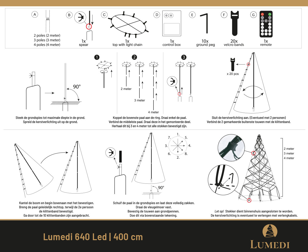 Lumedi 640 Led | 400cm | Warm Wit | Incl. mast