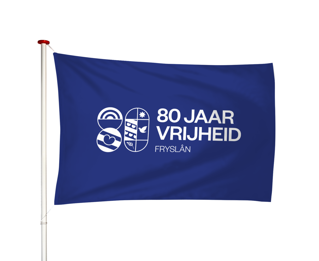 Vrijheidsvlag 80 jaar vrijheid Fryslân