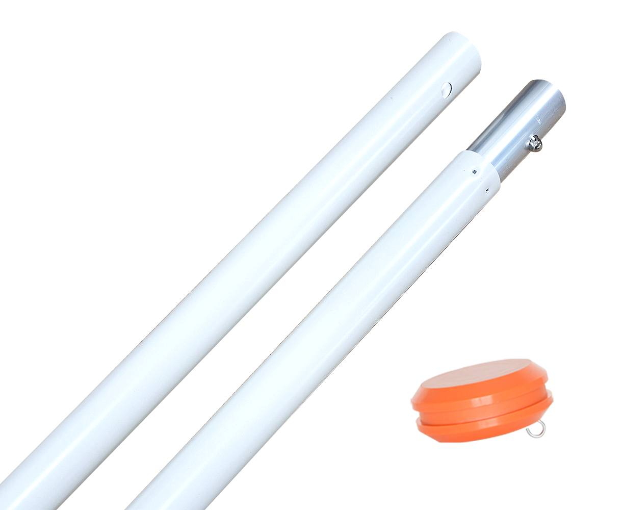 Aluminium vlaggenstok wit met knop