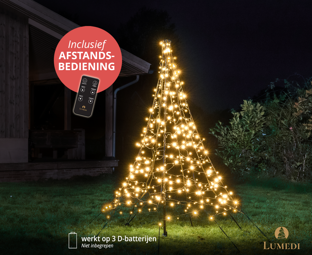 Lumedi 320 LED vlaggenmast kerstboom (op batterijen)