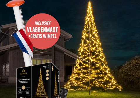 Aluminium vlaggenmast 70mmØ 6 meter + kerstverlichting