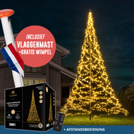 Aluminium vlaggenmast 6-7 meter + kerstverlichting