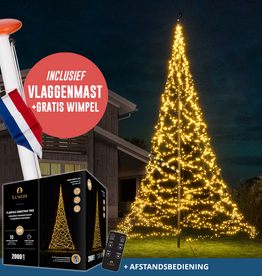 Aluminium vlaggenmast 60mmØ 6 meter + kerstverlichting