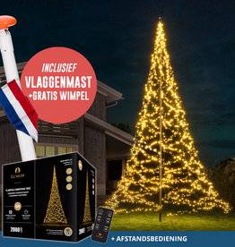 Polyester vlaggenmast 9 meter + kerstverlichting