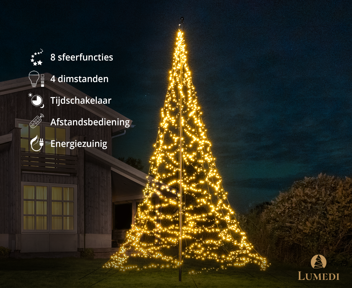 Polyester vlaggenmast 7 meter + kerstverlichting