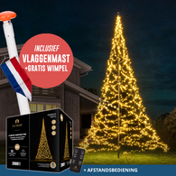 Polyester vlaggenmast 7 meter + kerstverlichting
