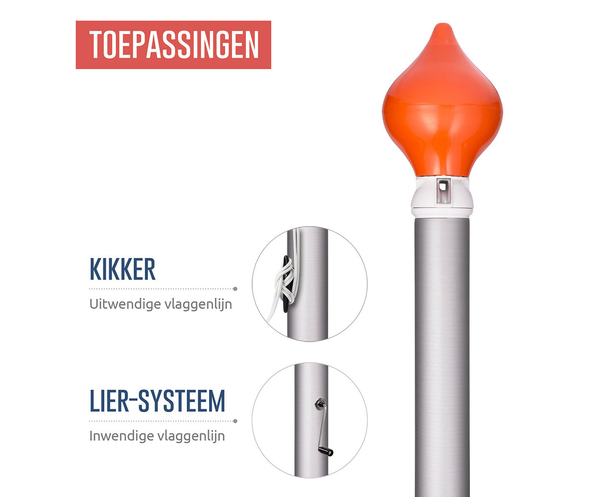 Aluminium vlaggenmast conisch anode 7 meter