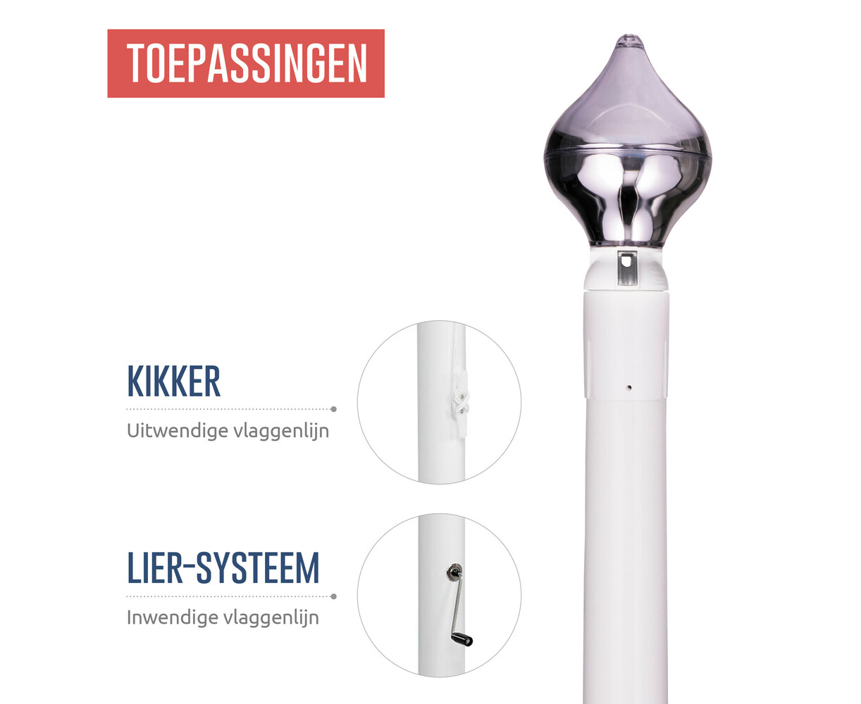 Polyester vlaggenmast 10 meter RAL-kleur