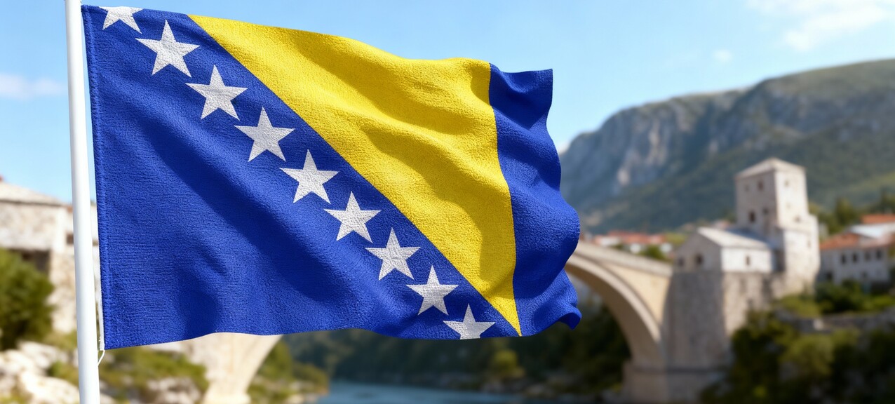 De vlag van Bosnië en Herzegovina