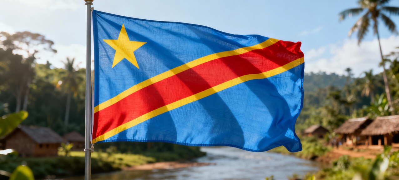 De vlag van Congo-Kinshasa<br />
<br />
De vlag