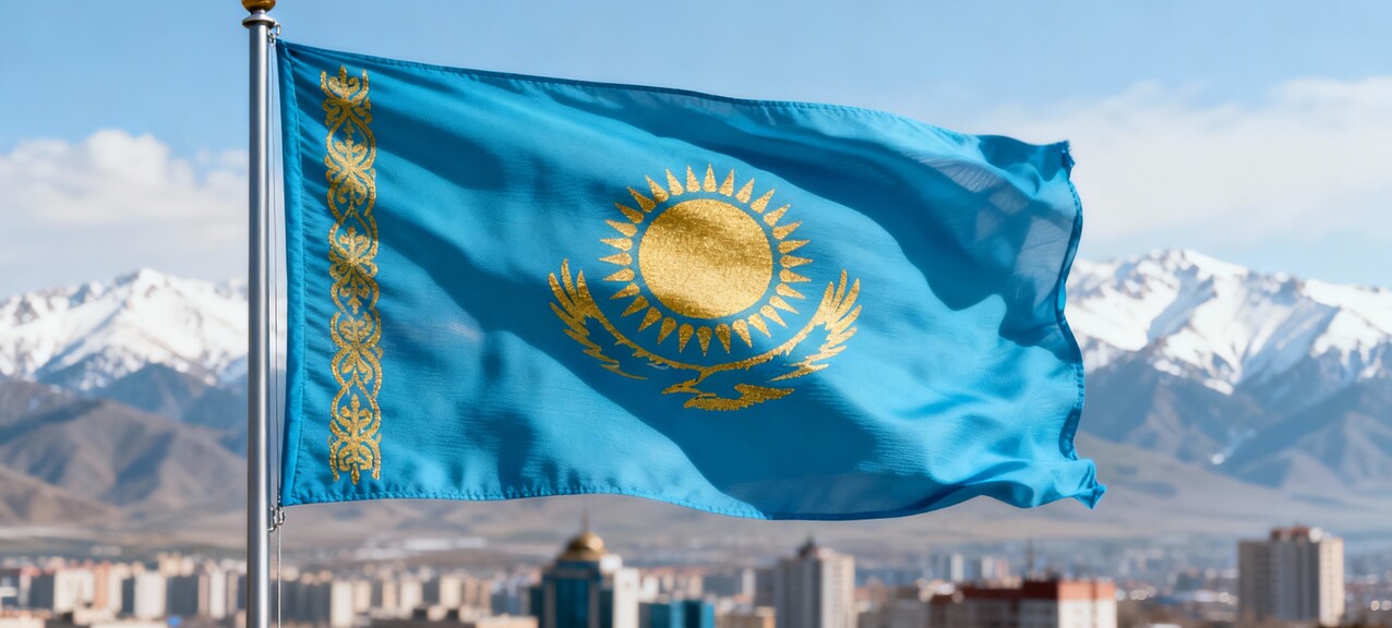 De vlag van Kazachstan