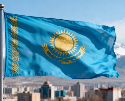 De vlag van Kazachstan