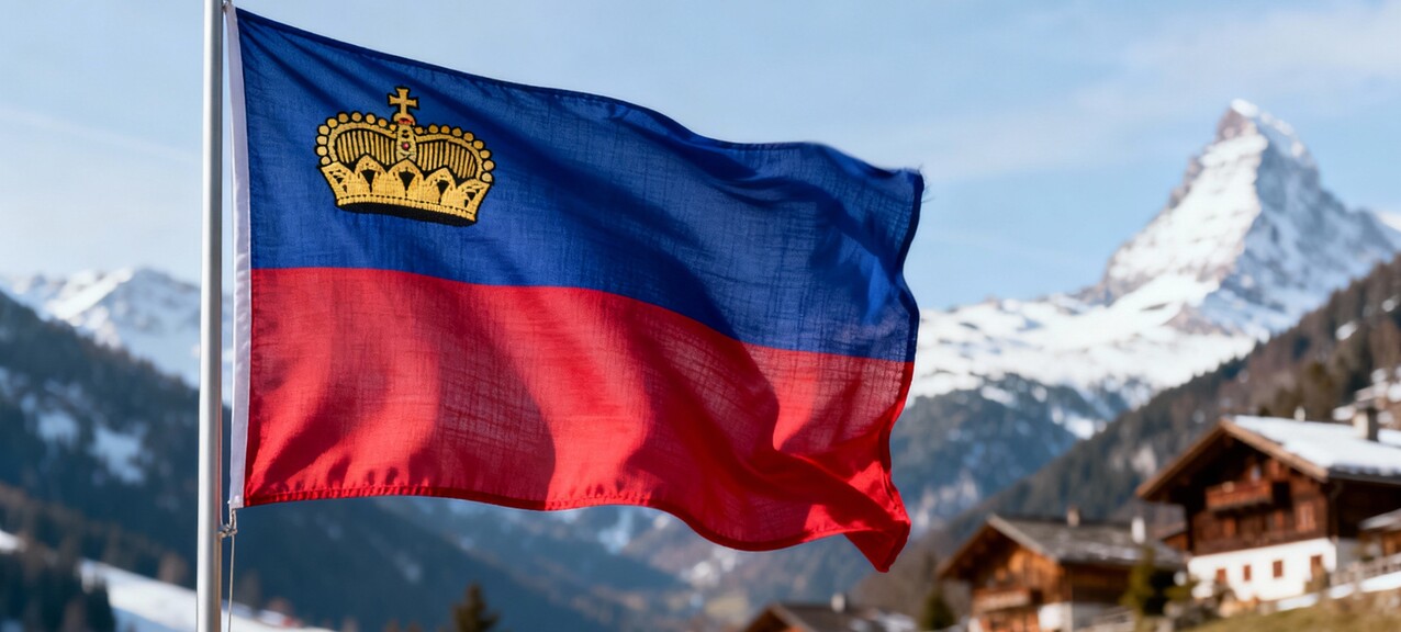 De vlag van Liechtenstein