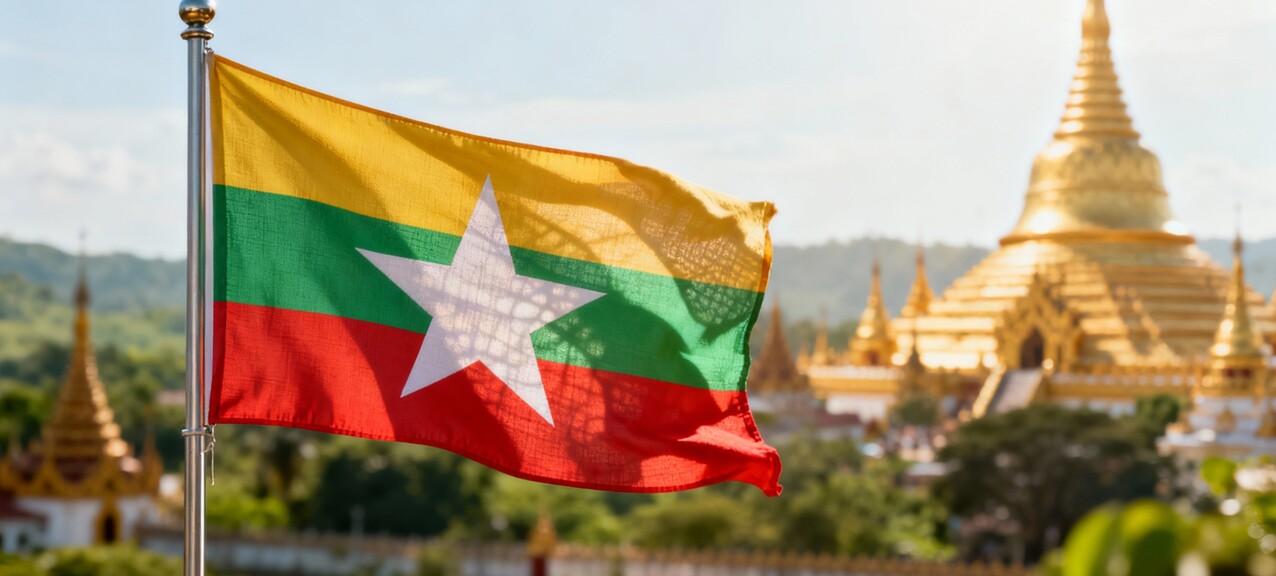 De vlag van Myanmar