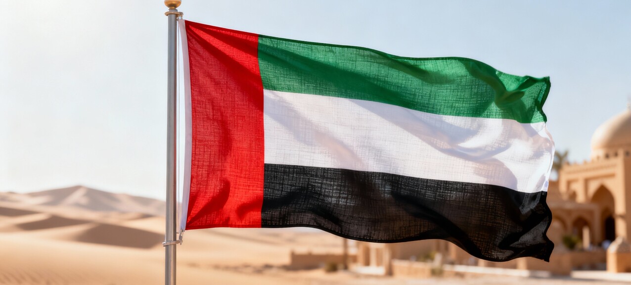 De vlag van de Verenigde Arabische Emiraten