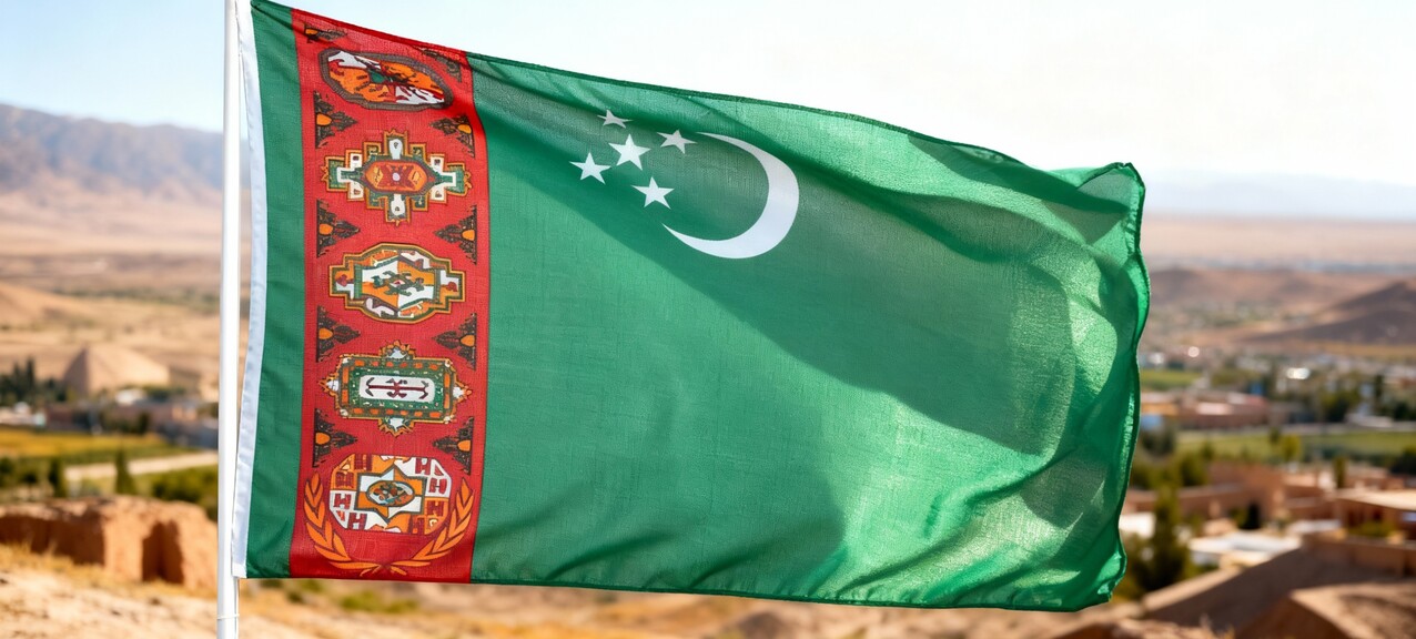 De vlag van Turkmenistan