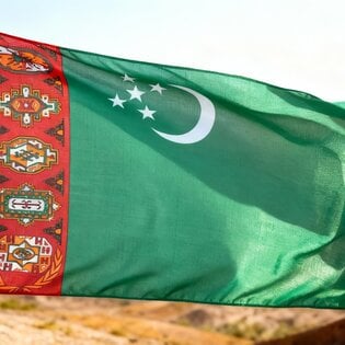 De vlag van Turkmenistan