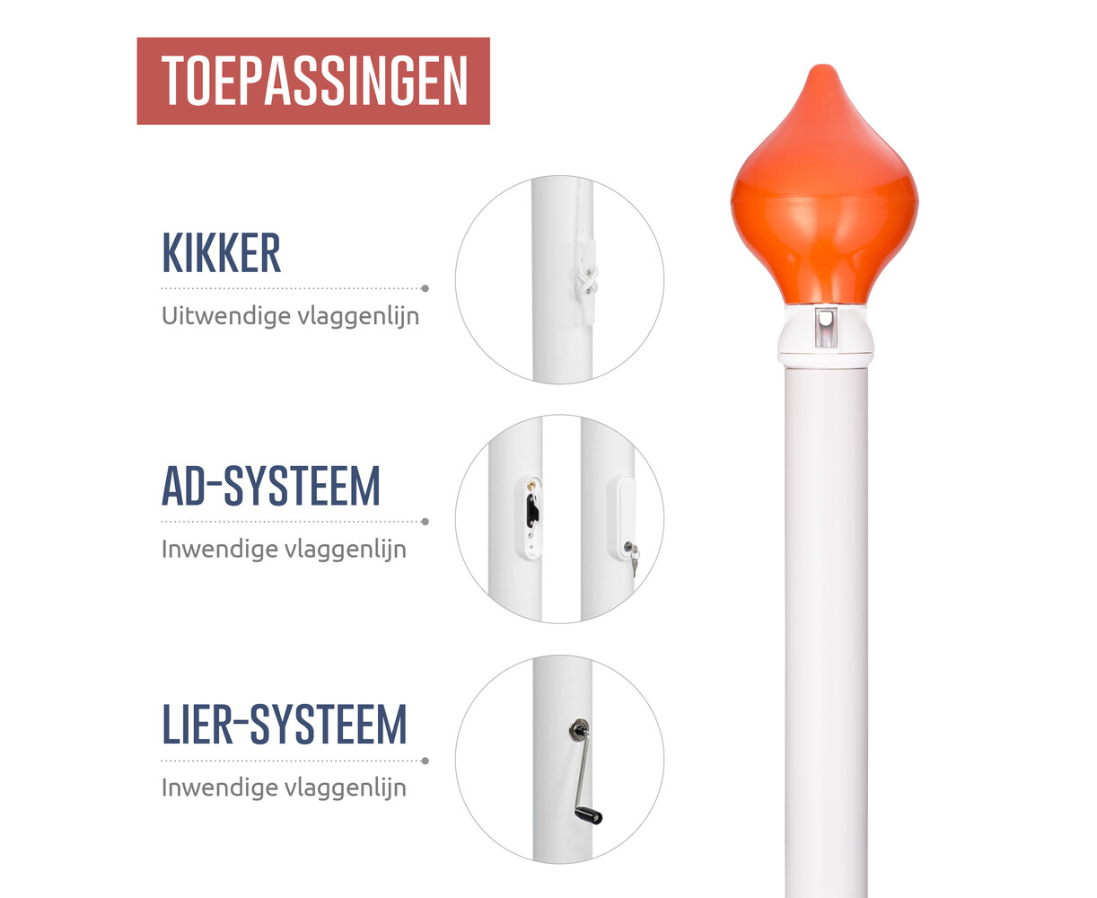 Aluminium vlaggenmast conisch 5-12 meter