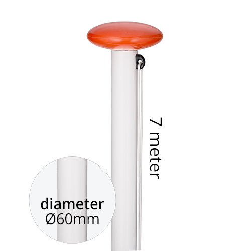 Aluminium vlaggenmast cilindrisch 7 meter ø60mm