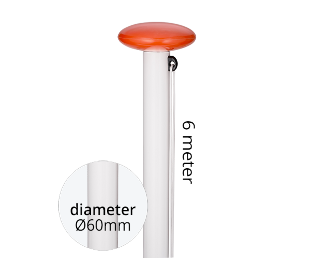 Aluminium vlaggenmast cilindrisch 6 meter ø60mm