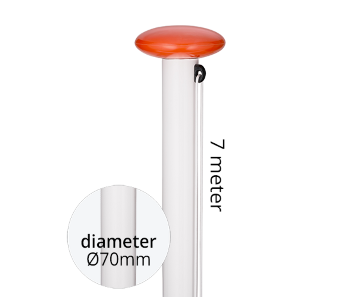 Aluminium vlaggenmast cilindrisch 7 meter ø70mm