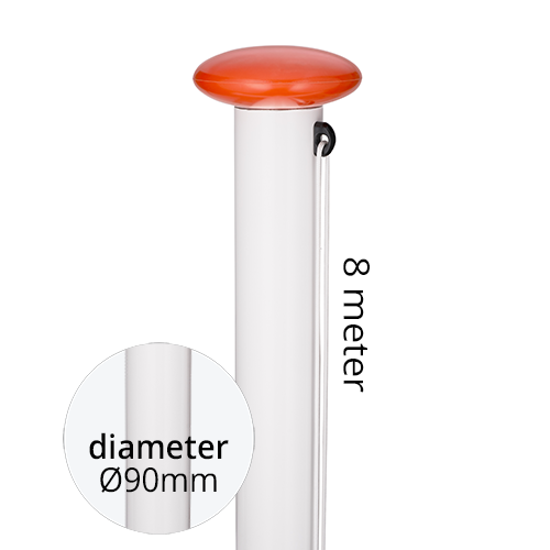 Aluminium vlaggenmast cilindrisch 8 meter ø90mm