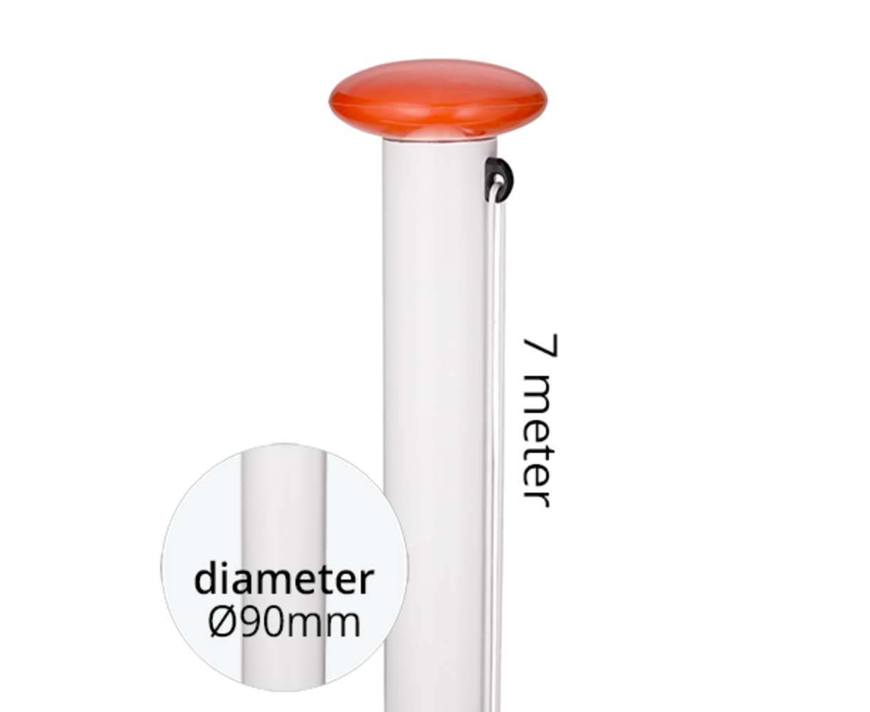 Aluminium vlaggenmast cilindrisch 7 meter ø90mm