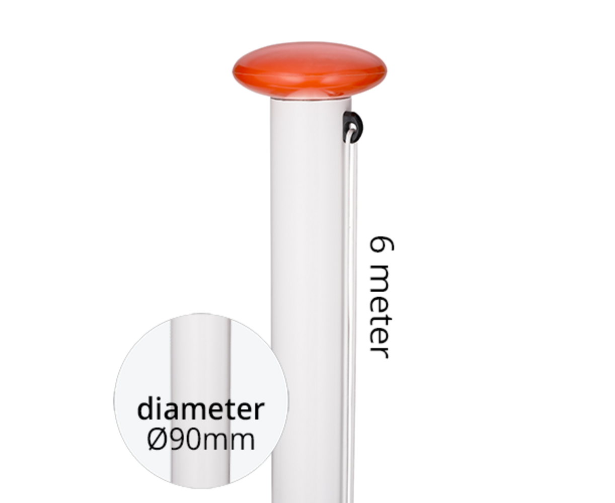 Aluminium vlaggenmast cilindrisch 6 meter ø90mm