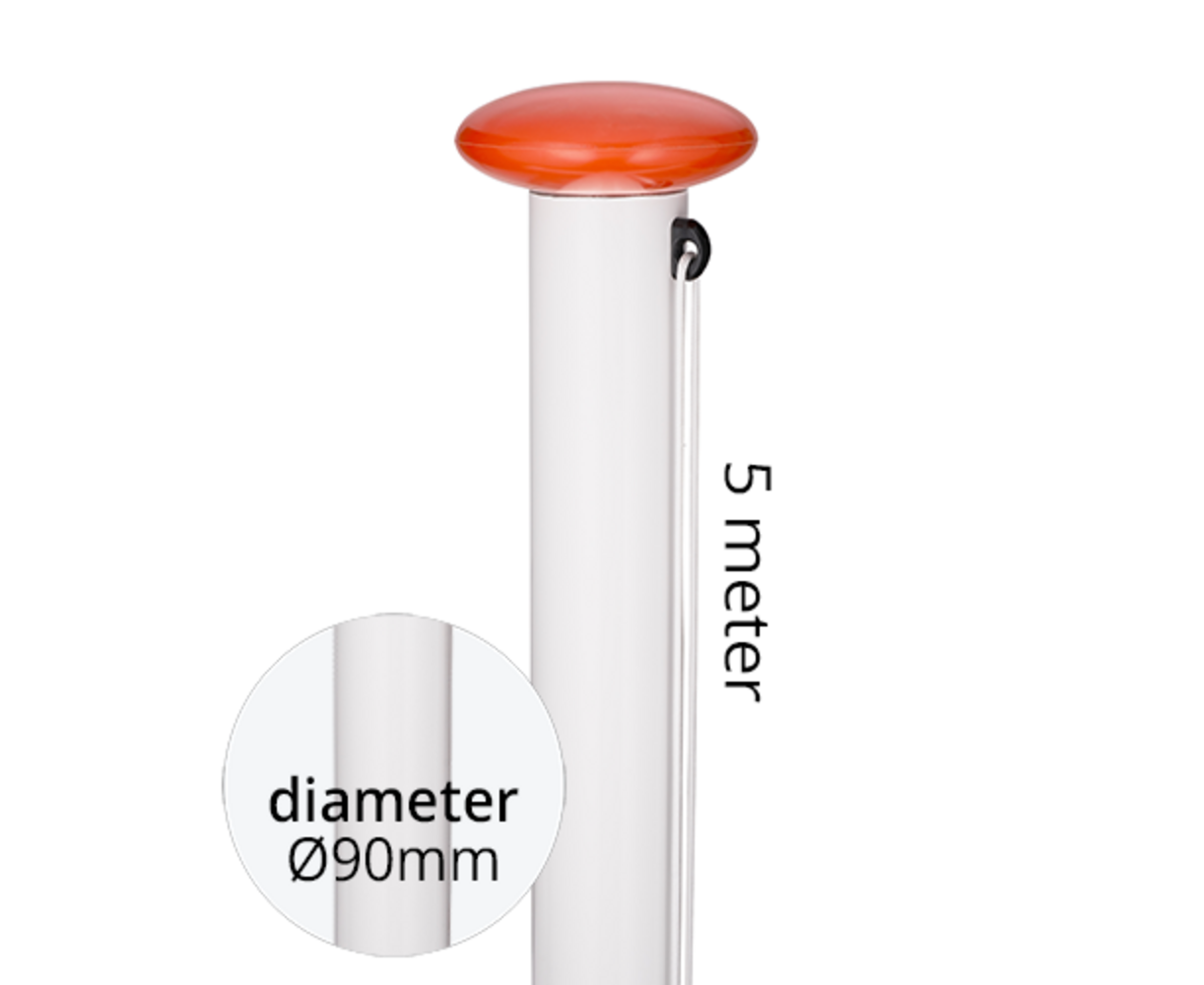 Aluminium vlaggenmast cilindrisch 5 meter ø90mm