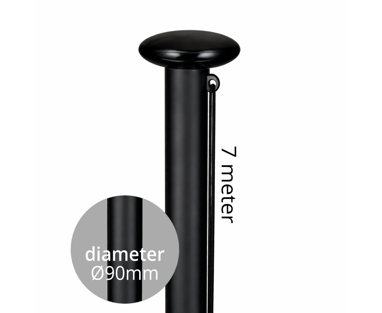 Aluminium vlaggenmast cilindrisch 7 meter ø90mm