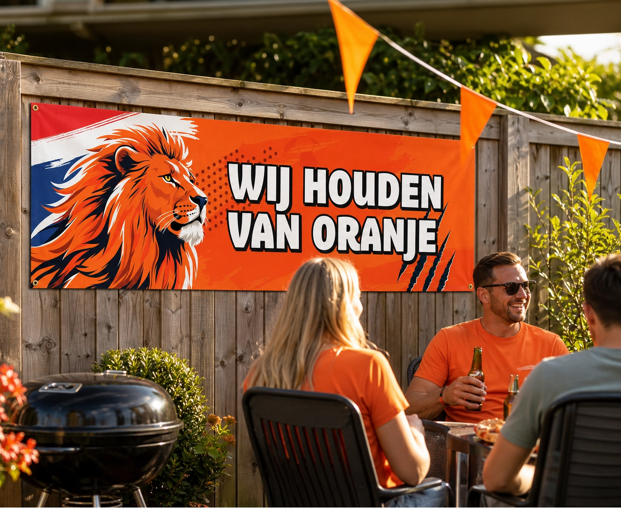 Oranje spandoek 'Wij houden van oranje'