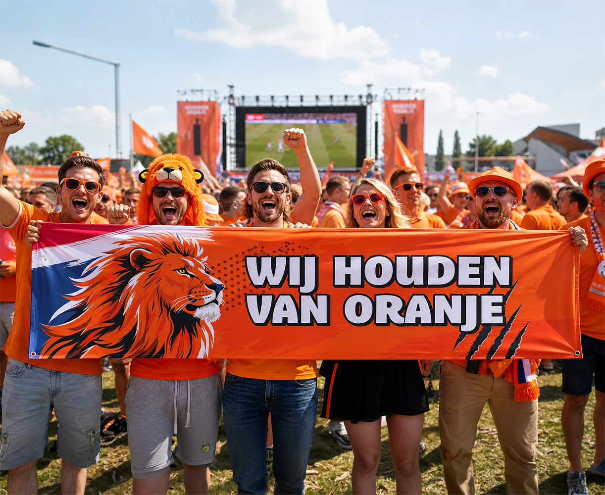 Oranje spandoek 'Wij houden van oranje'