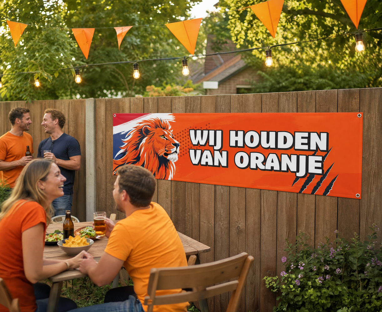 Oranje spandoek 'Wij houden van oranje'