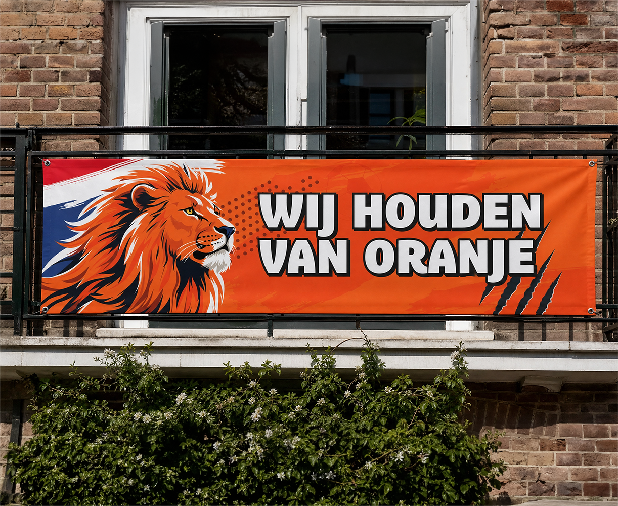 Oranje spandoek 'Wij houden van oranje'