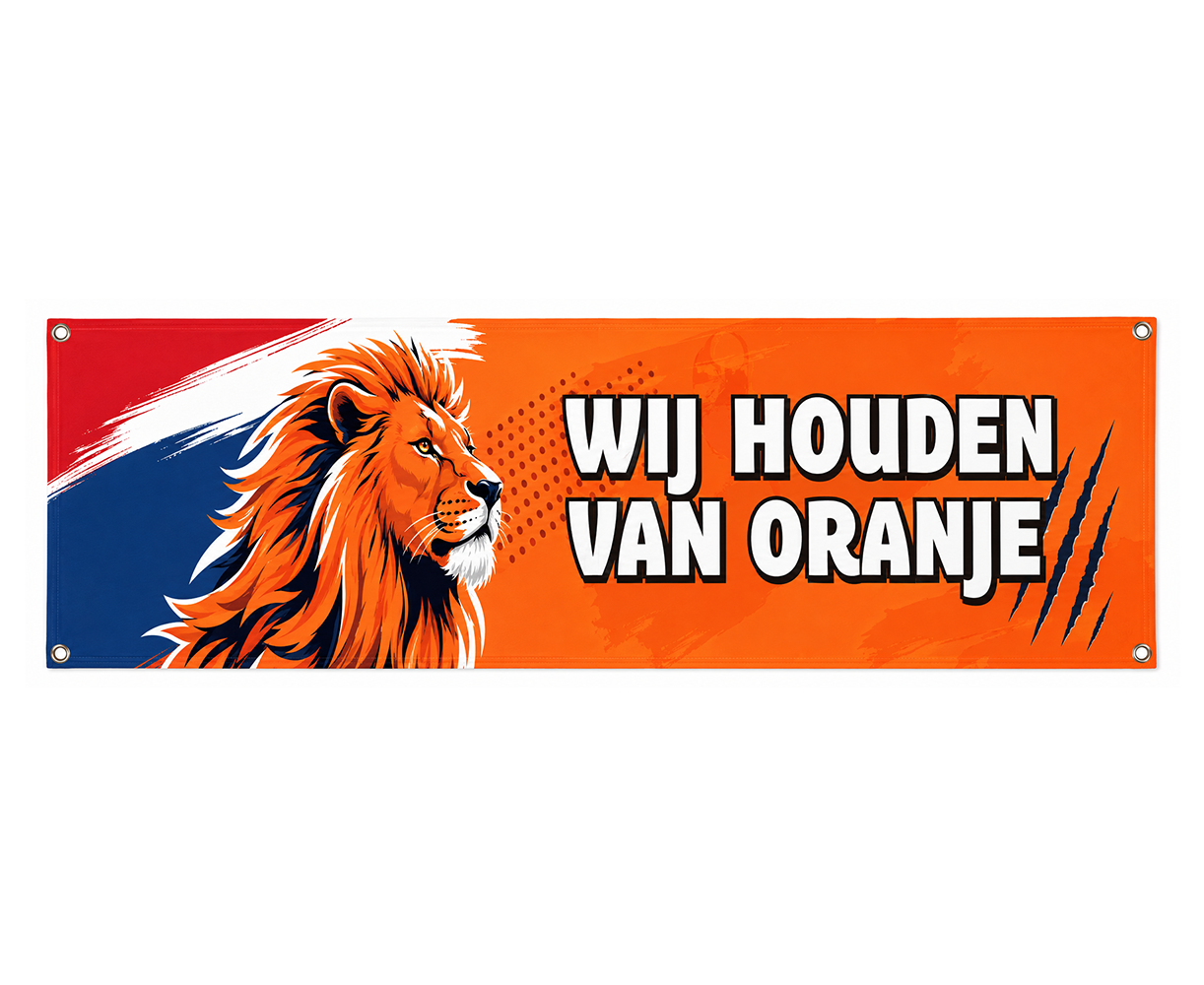 Oranje spandoek 'Wij houden van oranje'