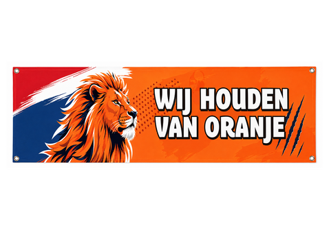 Oranje spandoek 'Wij houden van oranje'