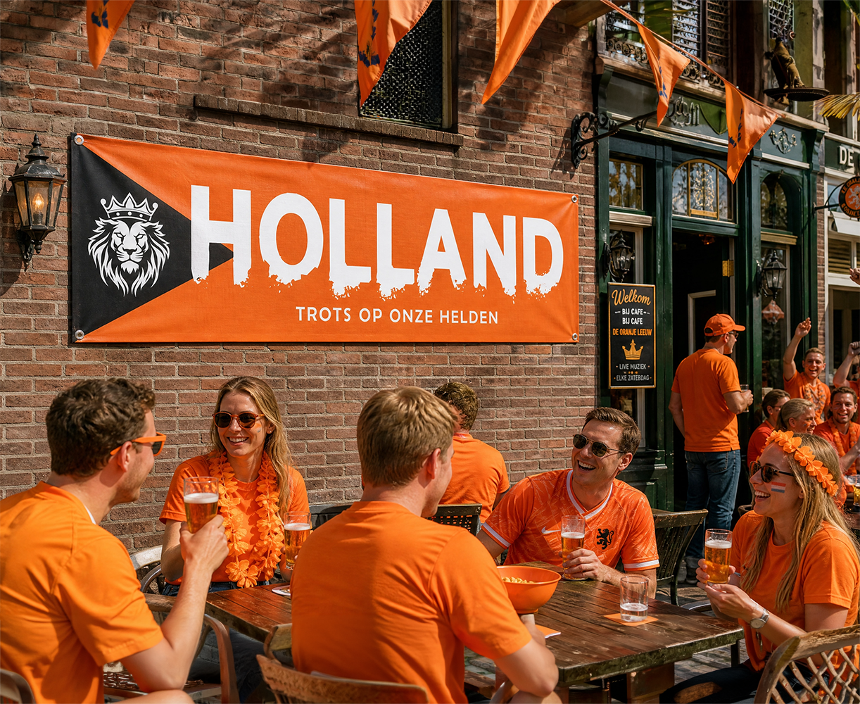 Oranje spandoek 'Trots op onze Helden'