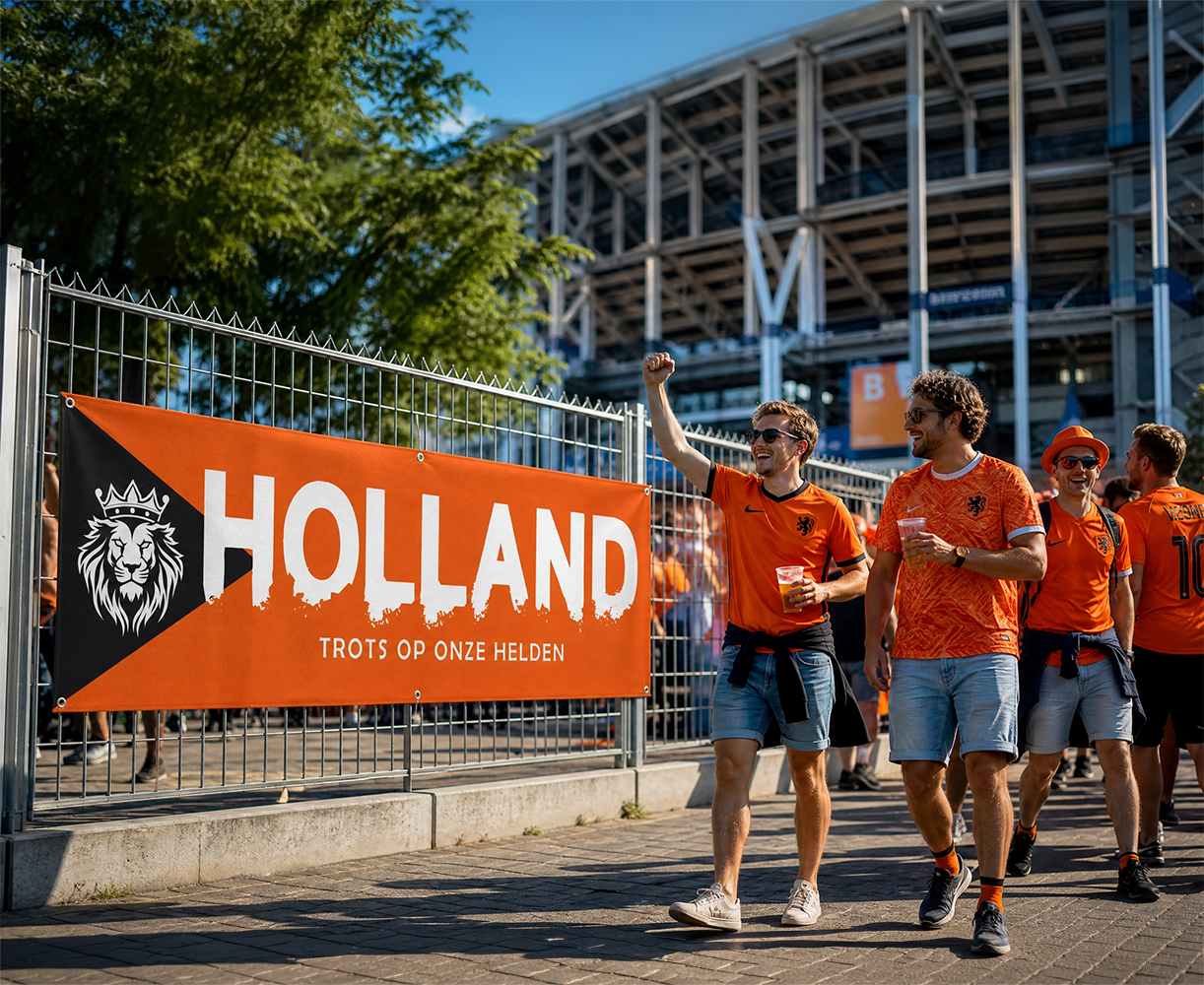 Oranje spandoek 'Trots op onze Helden'