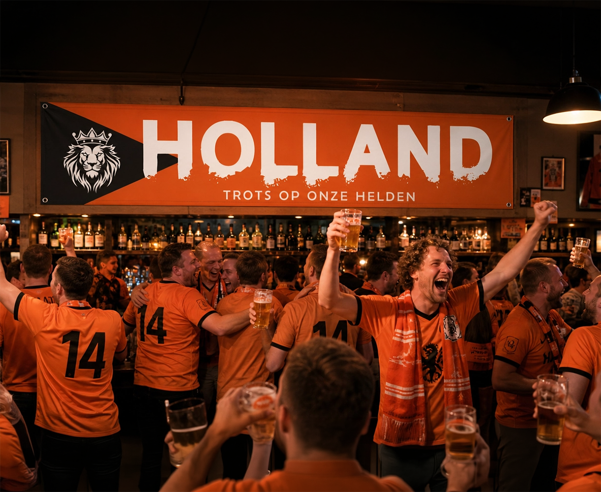 Oranje spandoek 'Trots op onze Helden'