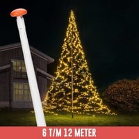 Kerstverlichting met vlaggenmast