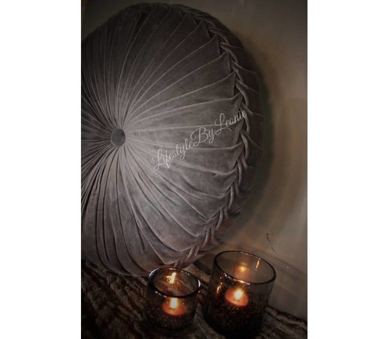 Rond velvet kussen Light grey 60 cm