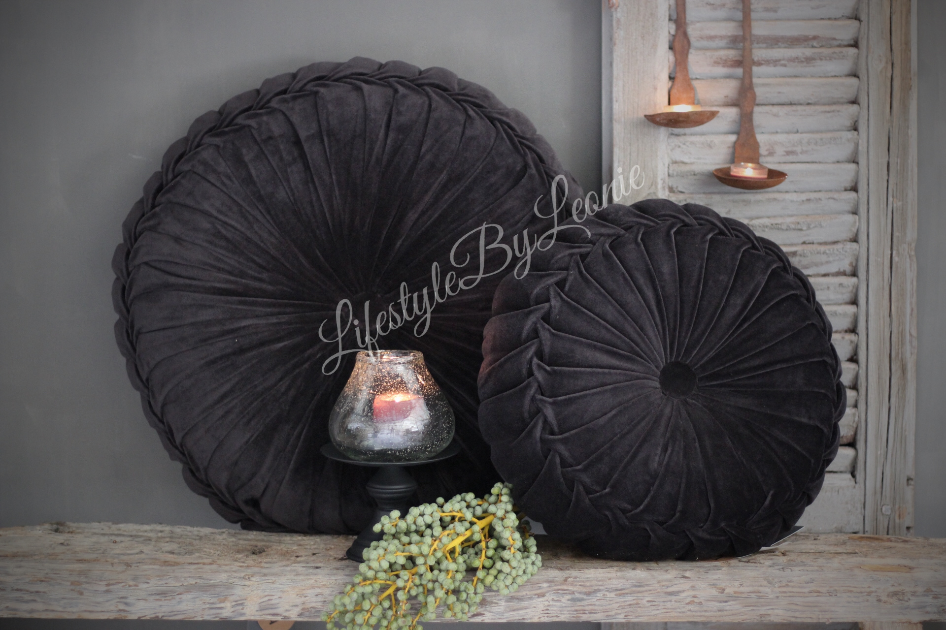Rond kussen Black 40 cm - Lifestyle By