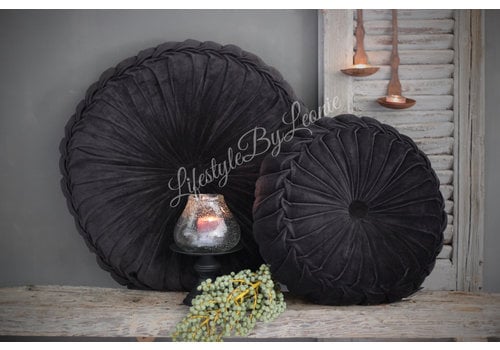 Rond velvet kussen Black 60 cm