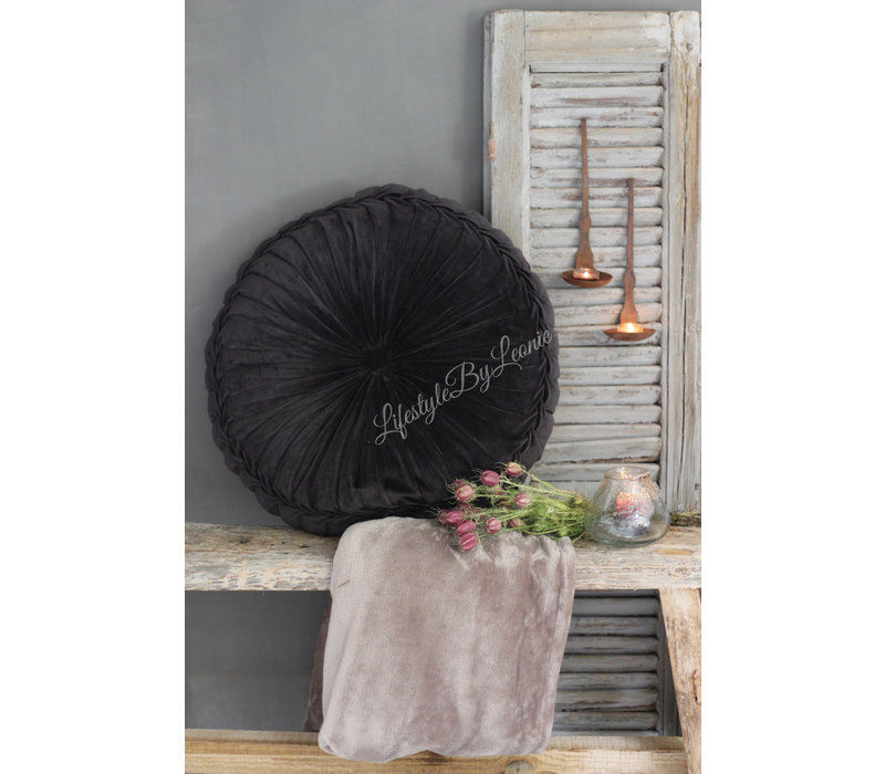 Rond velvet kussen Black 60 cm