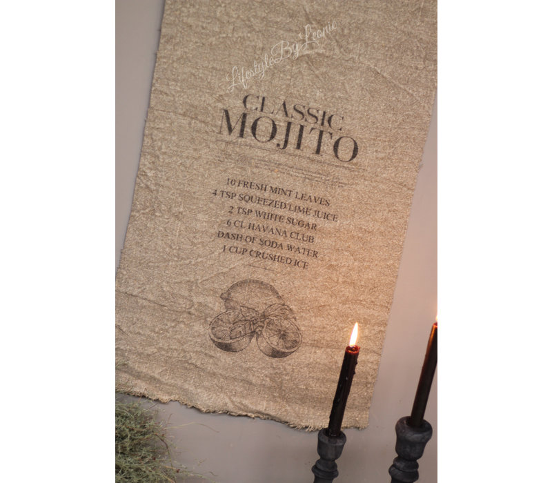 Shabby linnen wanddoek Mojito