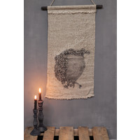 Shabby linnen wanddoek Kruik met dadeltak