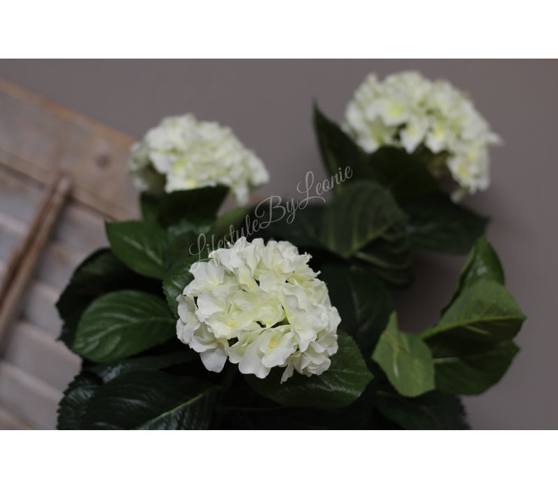 Namaak Hortensia op stam wit 70 cm