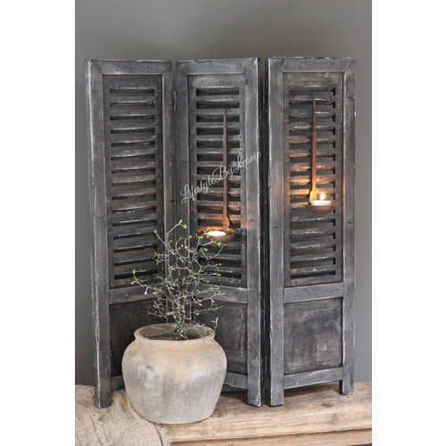 Drieluik shutters black wash 70 cm 