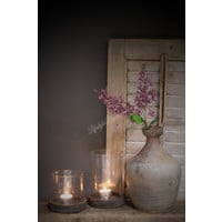 Pot / windlicht bubbels met houten deksel - maat M